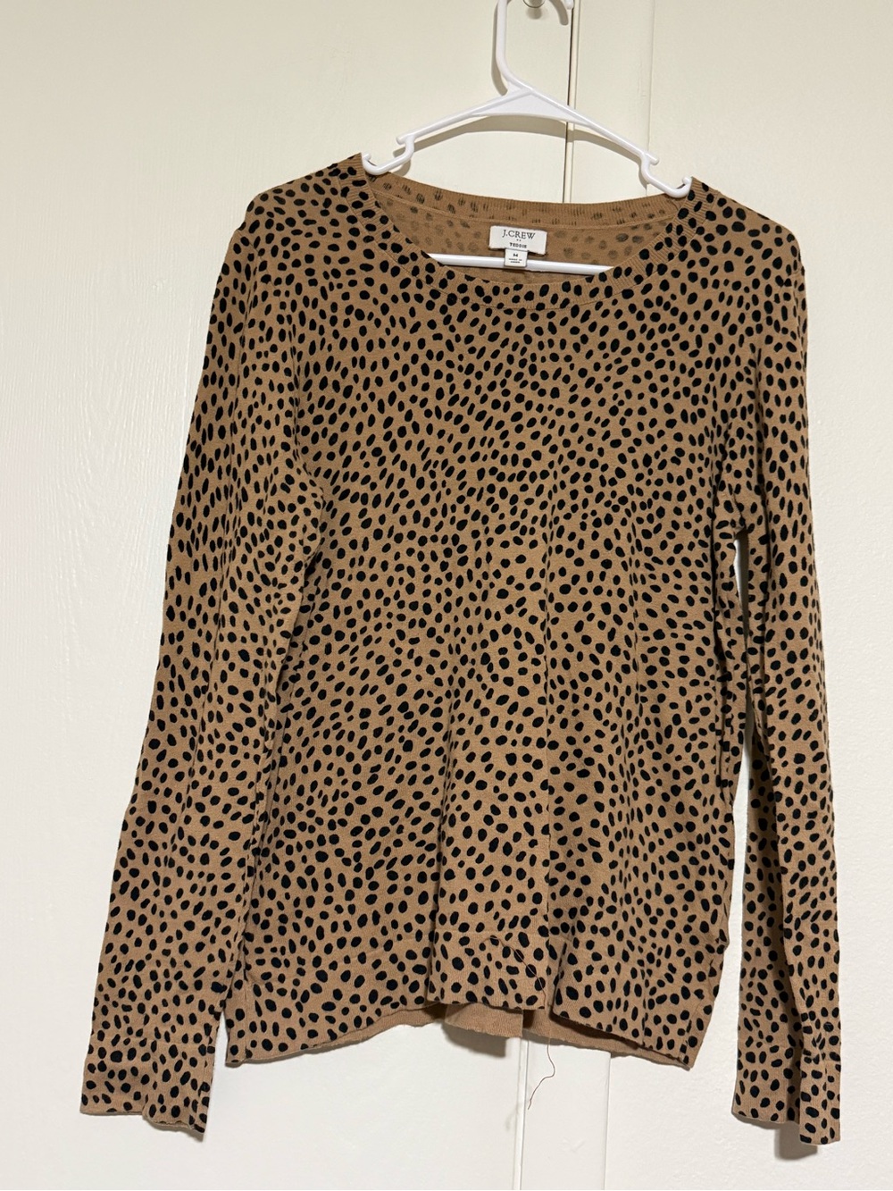 J.Crew Teddie Sweater Leopard Animal Print Cotton Crewneck - M